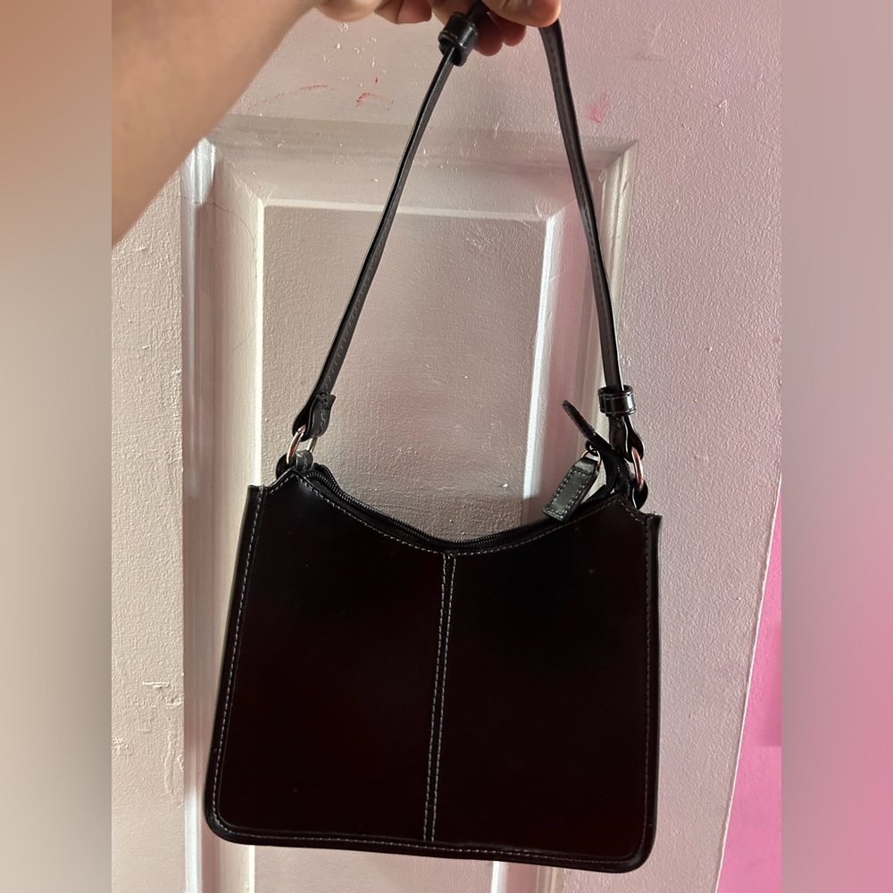 Black thrifted shoulder purse